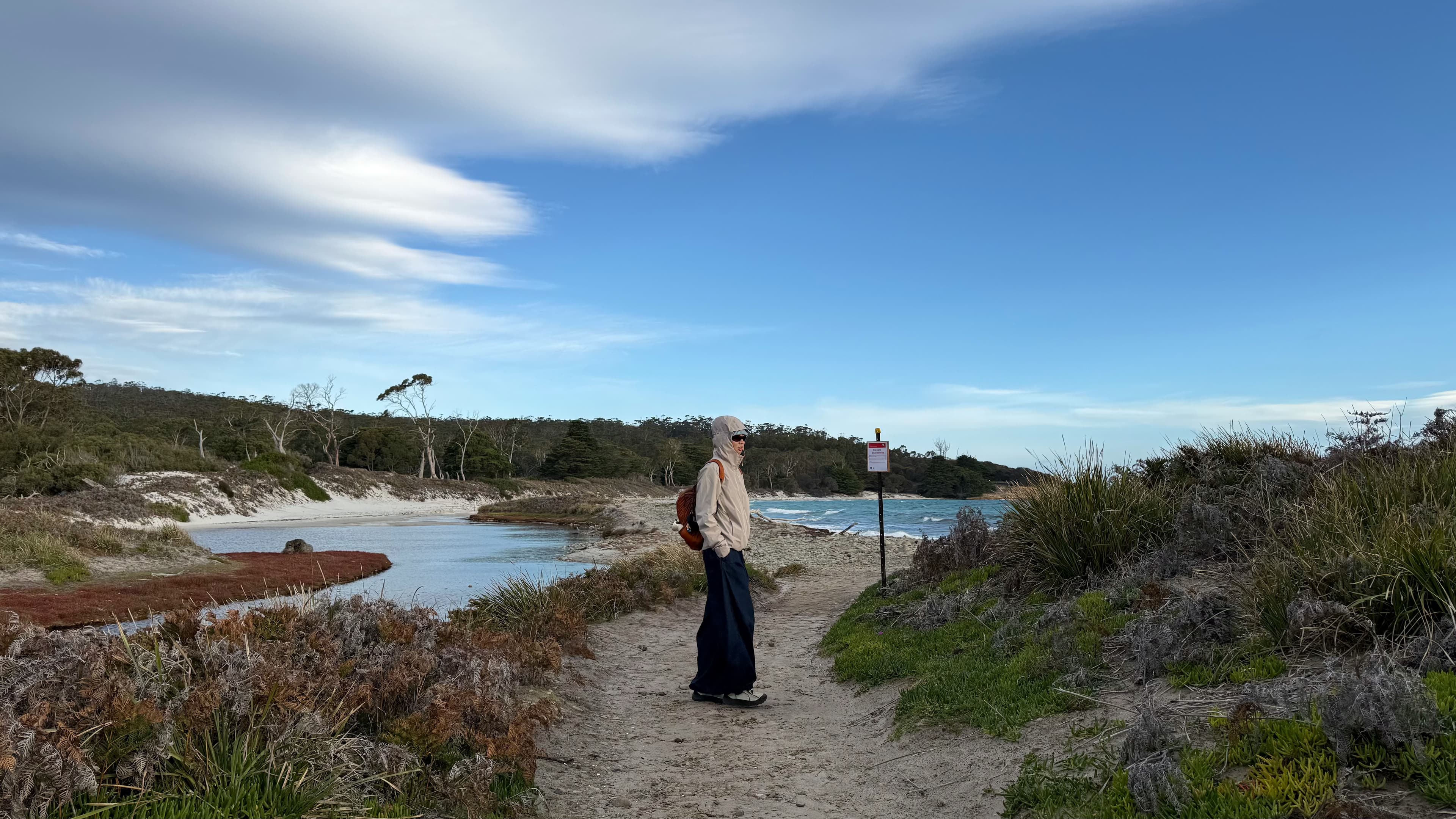 Eryou walking beside the coast